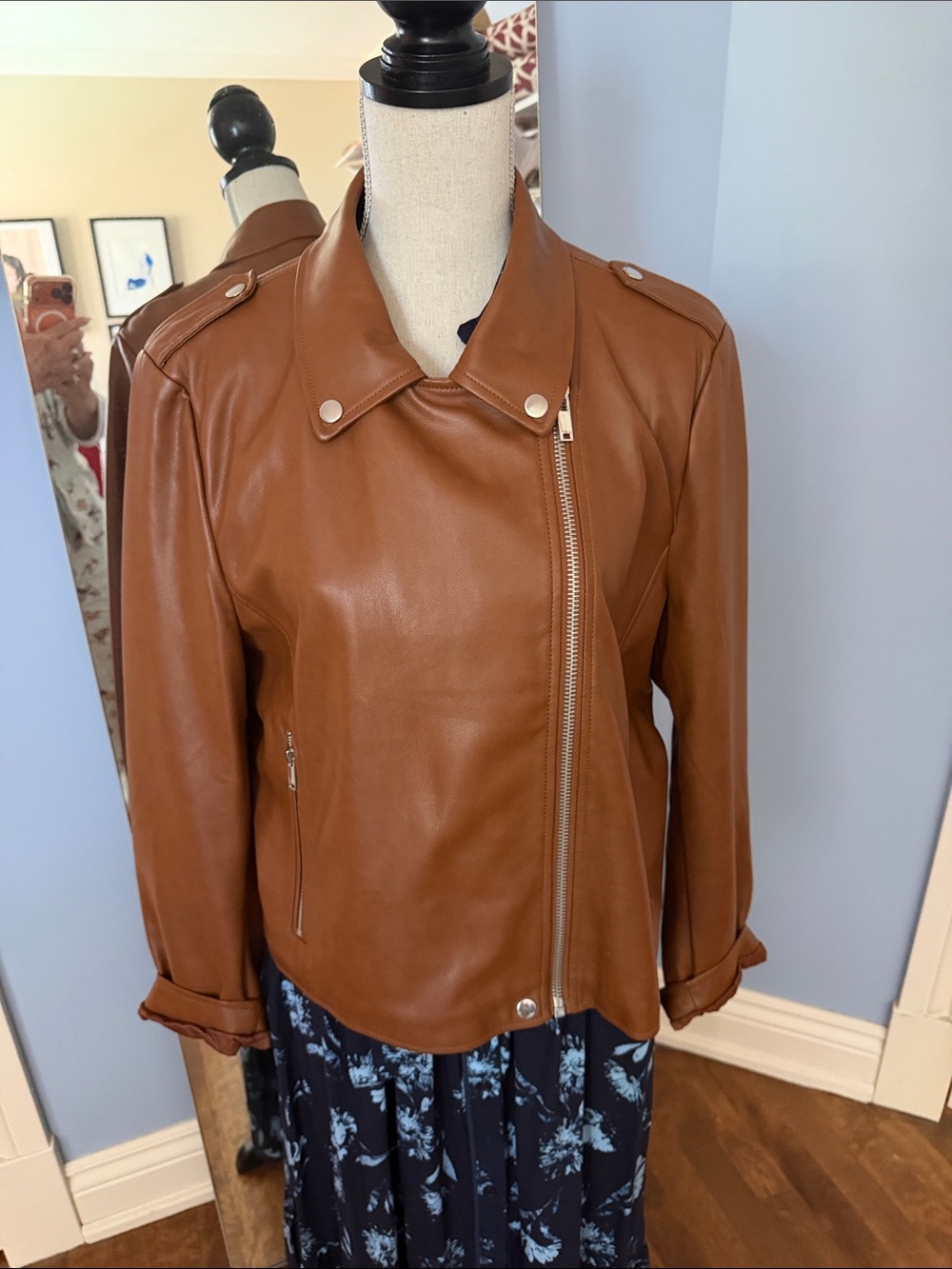 Bagatelle Cognac Leather Asymmetric Zip Jacket
